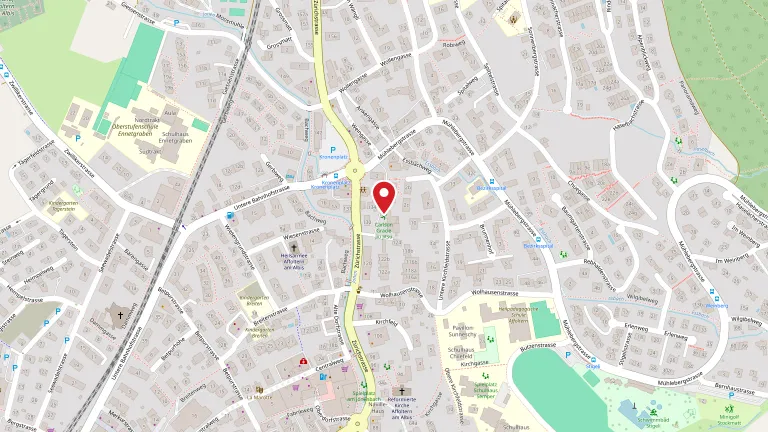 Karte mit dem Standort von Carlson Gracie Jiu-Jitsu Affoltern an der Zürichstrasse 128, 8910 Affoltern am Albis